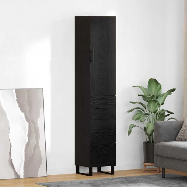 vidaXL Highboard Zwart Eiken 34,5 x 34 x 180 cm Bewerkt hout, foto 2