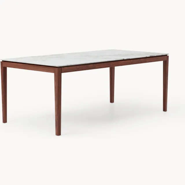 Westwing Collection Eettafel Jackson in marmerlook, verschillende formaten Wit, Bruin