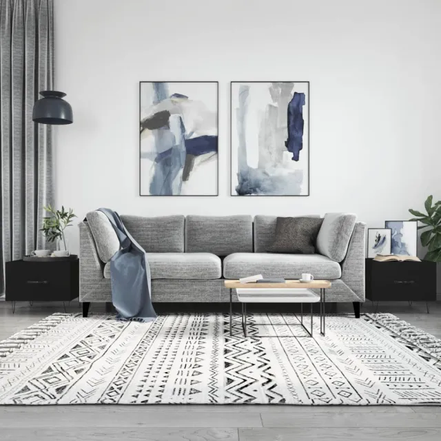 vidaXL Salontafels 2 st 50x50x40 cm bewerkt hout zwart, foto 2