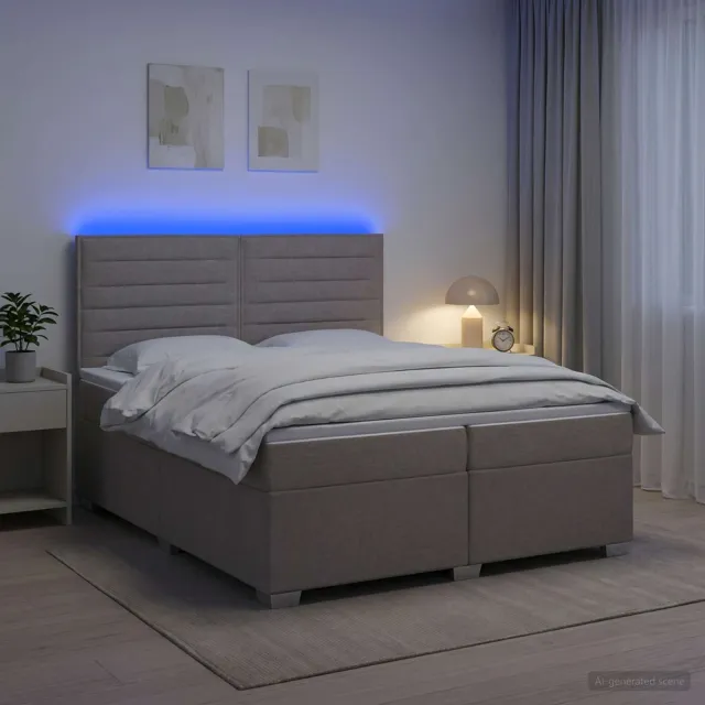 vidaXL Boxspringbed met matras met hoofdeinde Taupe 200 x 200 cm Stof