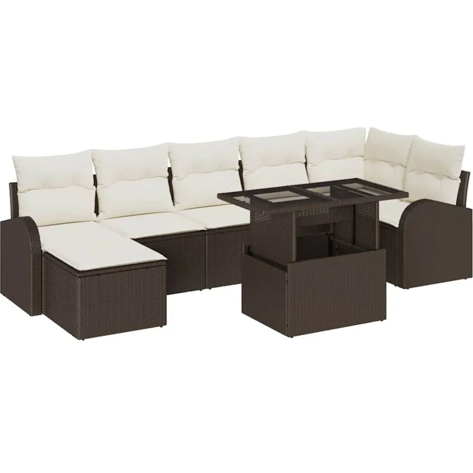 vidaXL Tuin Sofa Set 8 st Bruin Poly riet