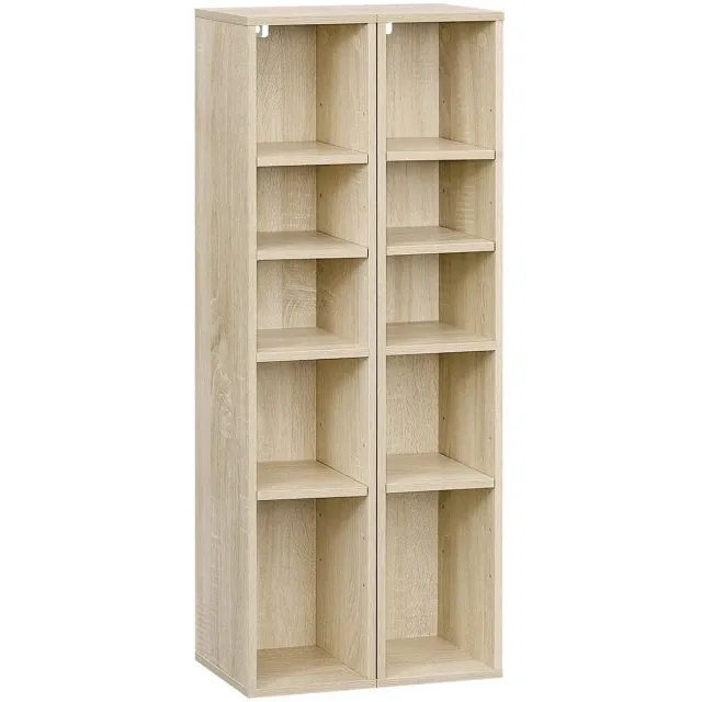 Klarven Boekenkast Lichteiken - Boekenkast Kind - Boekenkast Kinderkamer - Boekenkastje - Boekenkasten - Bookcase - Stapelbaar met koppelpennen - 10 vakken, draagvermogen tot 30 kg - B19,5xd17xh92,5cm