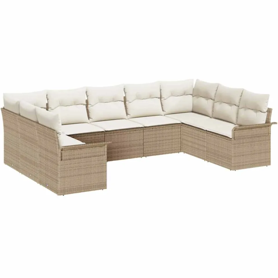 vidaXL Tuin Sofa Set 9 st Beige poly rattan