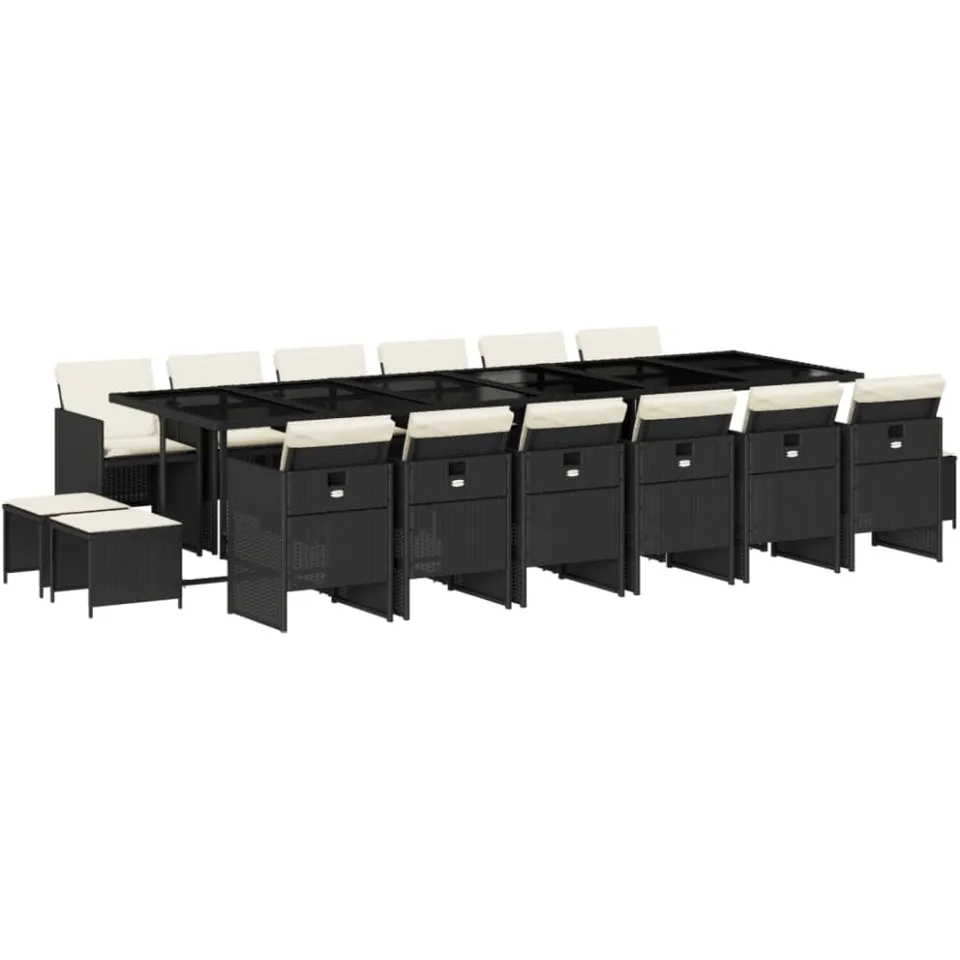 vidaXL 17-delige Tuinset met kussens poly rattan zwart, foto 3