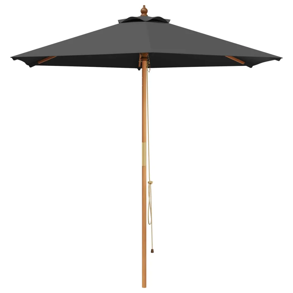 vidaXL Buiten Eetset met Parasol 6 st 4-zits Anthraciet en Natuurlijk