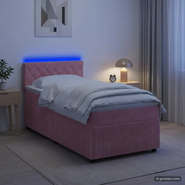 vidaXL Boxspringbed met matras met hoofdeinde Roze 80 x 200 cm Fluweel