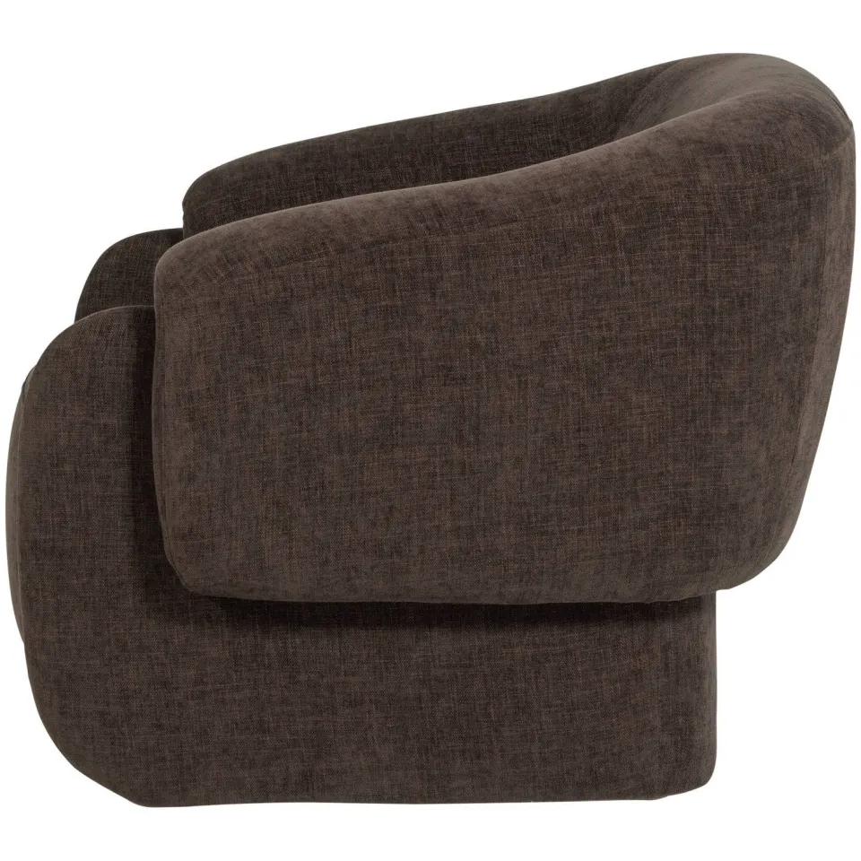 WOOOD Moru Fauteuil - Chenille - Donkerbruin - 83x90x71, foto 4