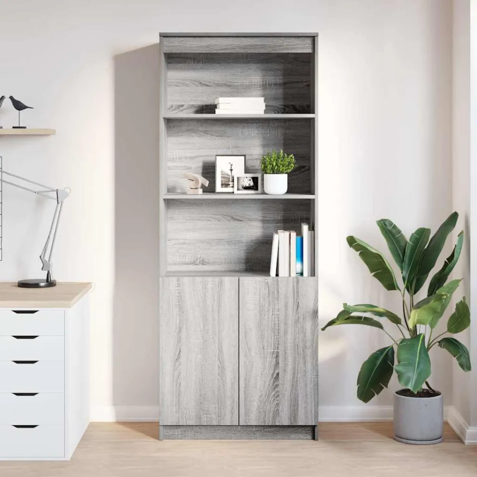 vidaXL Hoge kast 70x35x180 cm bewerkt hout grijs sonoma eikenkleurig, foto 3
