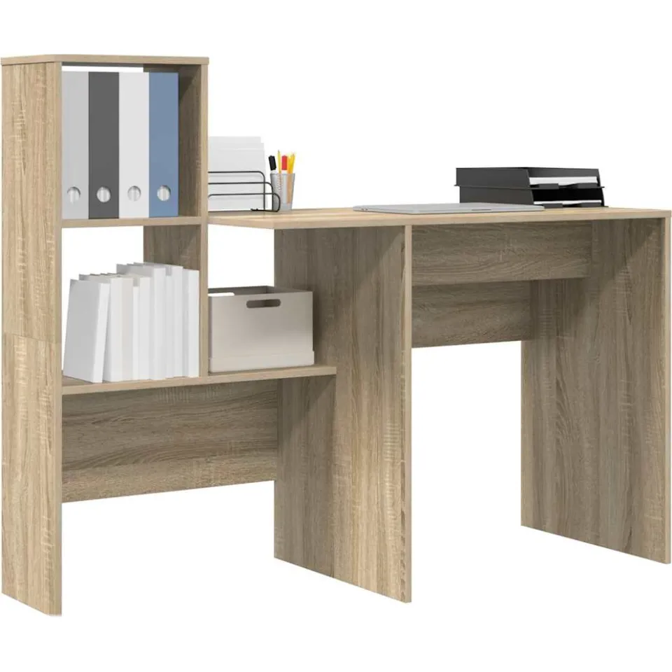 vidaXL Bureau Sonoma Eiken 131,5 x 50 x 106,5 cm Bewerkt hout Bruin