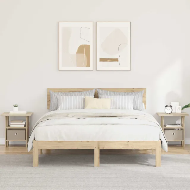 vidaXL Nachtkastje 2 st Sonoma Eiken 41 x 40 x 45 cm Bewerkt hout, foto 2