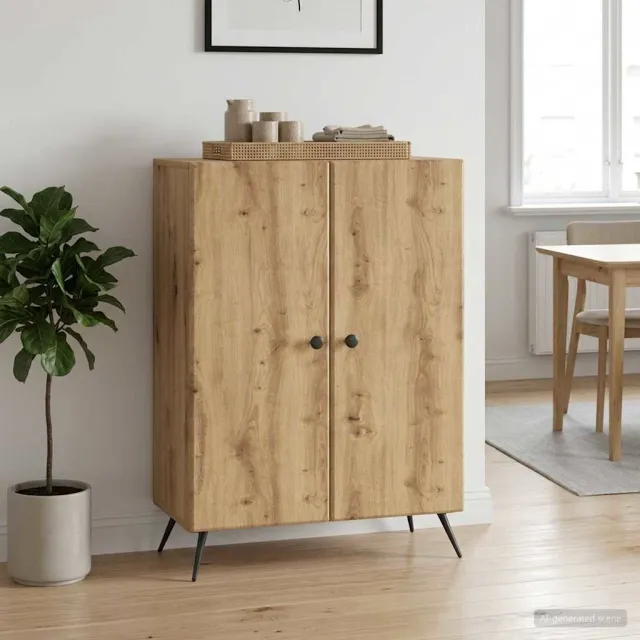 vidaXL Dressoir Artisanaal eiken 66 x 34,5 x 90 cm Bewerkt hout Bruin