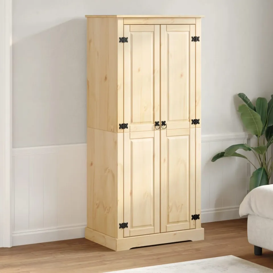 vidaXL Kledingkast Corona 76x50x170 cm massief grenenhout bruin, foto 2