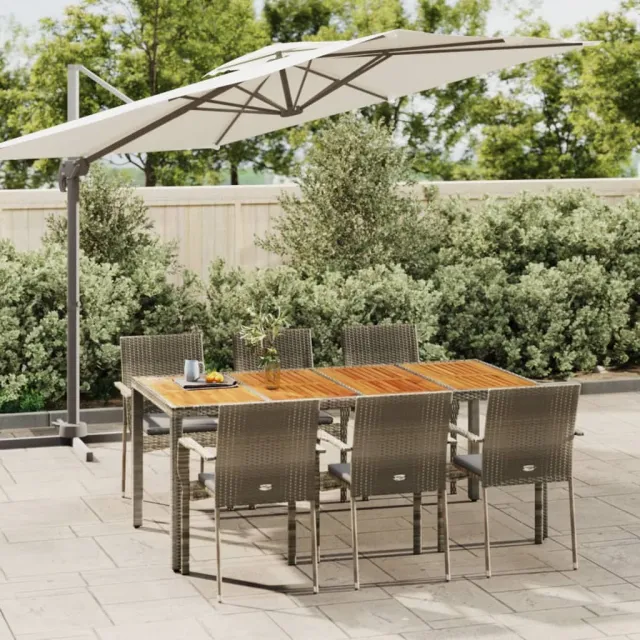 vidaXL 7-delige Tuinset met kussens poly rattan grijs, foto 2