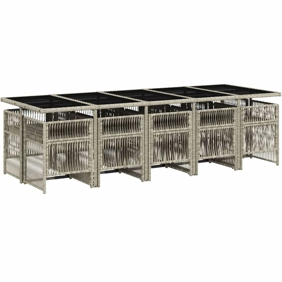 vidaXL 11-delige Tuinset met kussens poly rattan lichtgrijs grijs, foto 2
