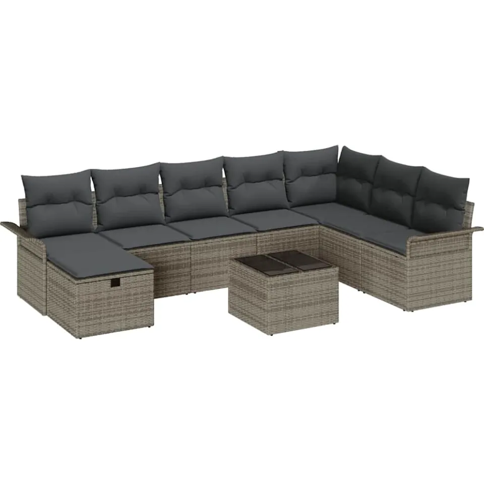 vidaXL Tuin Sofa Set 9 st Poly riet zwart