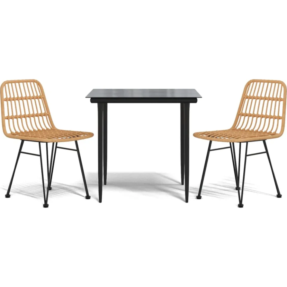 vidaXL 3-delige Tuinset poly rattan Bruin
