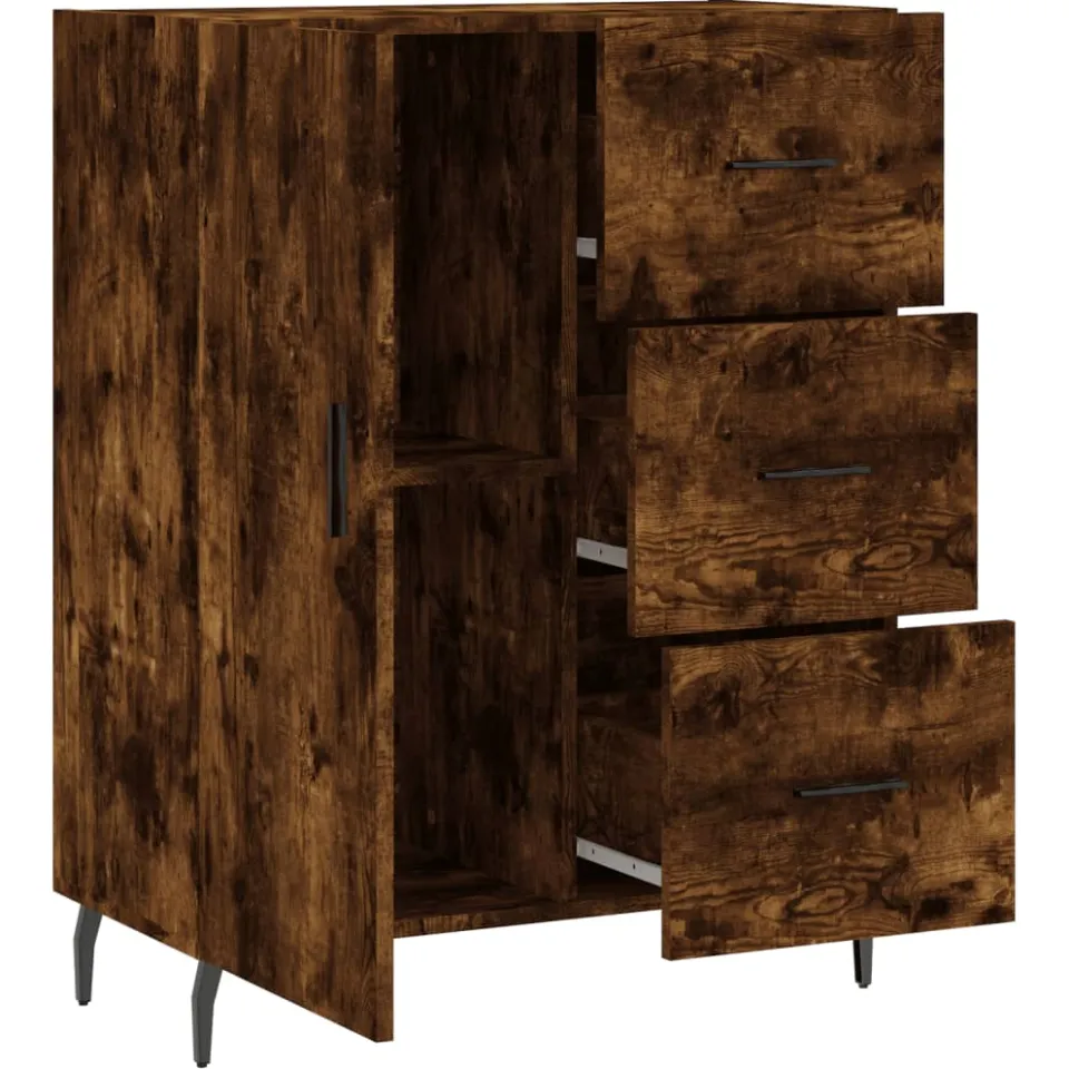vidaXL Dressoir 69,5x34x90 cm bewerkt hout gerookt eikenkleurig, foto 4