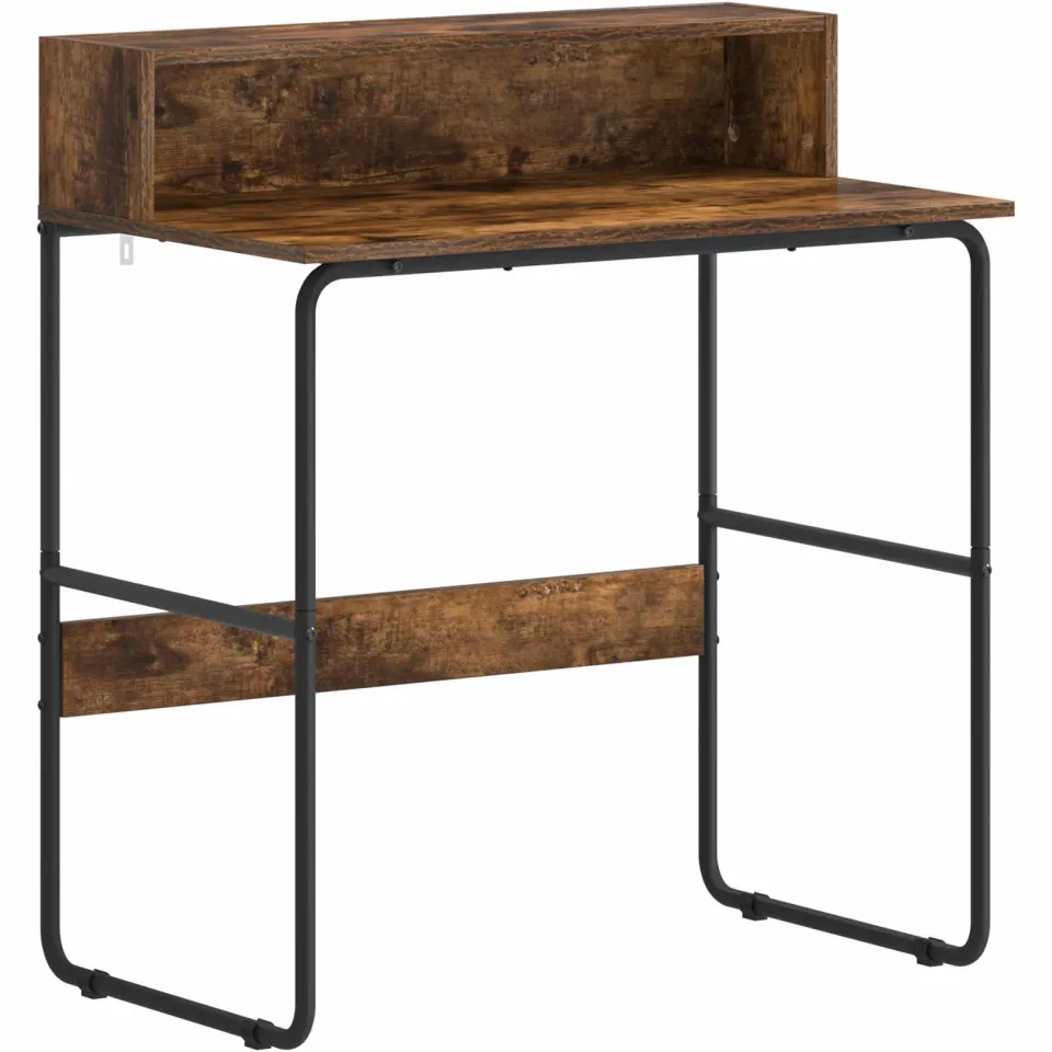 vidaXL Bureau met opbergruimte Gerookt eiken 80 x 50 x 91 cm, foto 3