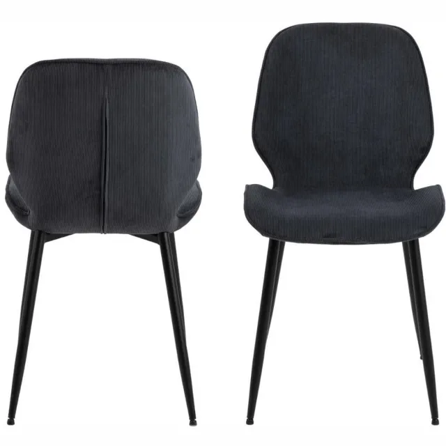 Giga Living Eetkamerstoel Stof Grijs - Zithoogte 46,5cm - 58x47,5x85cm - Anneke - Set van 2
