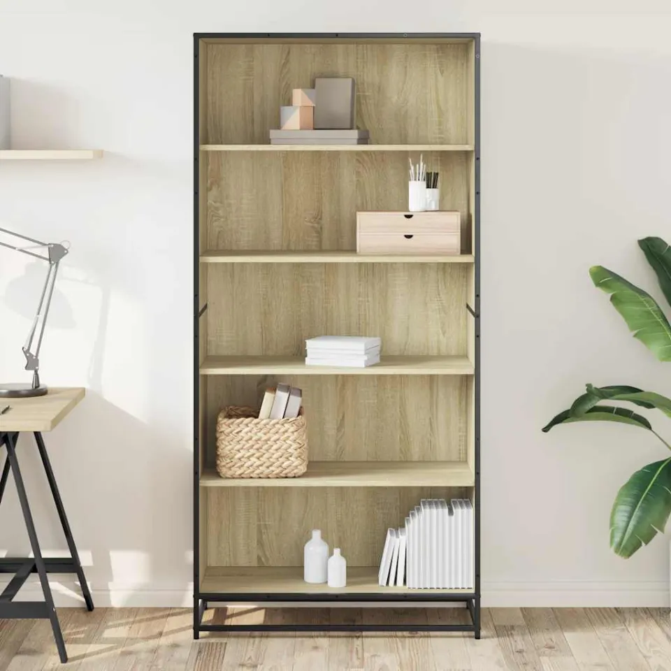vidaXL Boekenkast 80,5x35x170,5 cm bewerkt hout sonoma eikenkleurig, foto 2