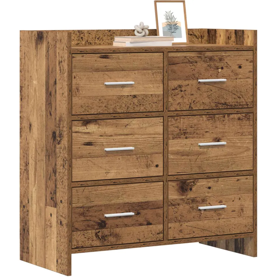 vidaXL Dressoir Oud hout 75 x 33 x 80 cm Bewerkt hout Bruin