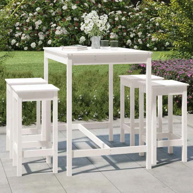 vidaXL 5-delige Tuinbarset massief grenenhout wit, foto 2