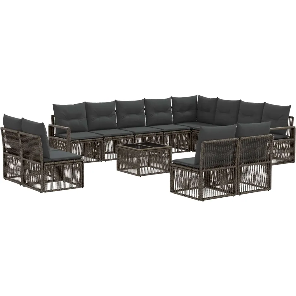 vidaXL Tuinbankenset 13 st Grijs poly rattan, foto 3