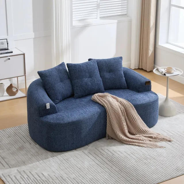 STILVORA 2-Zitsbank 164 X 92 X 60 Cm - Extra Diepe Zit & Zachte Kussens - Voor Compacte Woning En Lounge - Chenille - Blauw