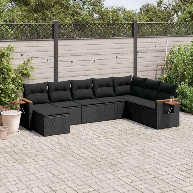 vidaXL 8-delige Loungeset met kussens poly rattan zwart, foto 2