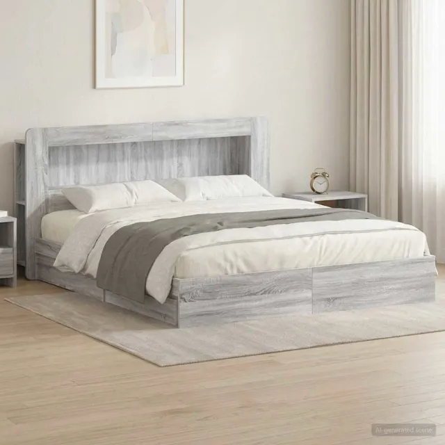vidaXL Bedframe met opslag Grijs Sonoma 180 x 200 cm Bewerkt hout