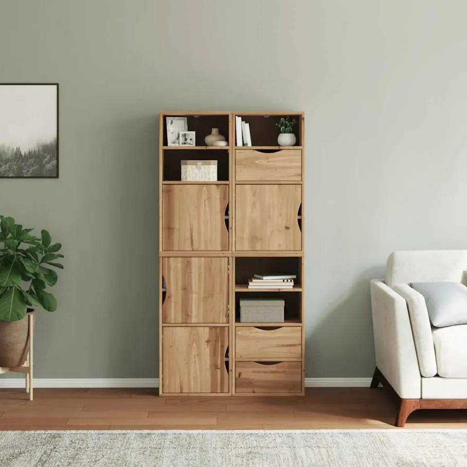 vidaXL Bijzetkasten 4 st ODDA 40x24x79 cm massief grenenhout bruin, foto 3
