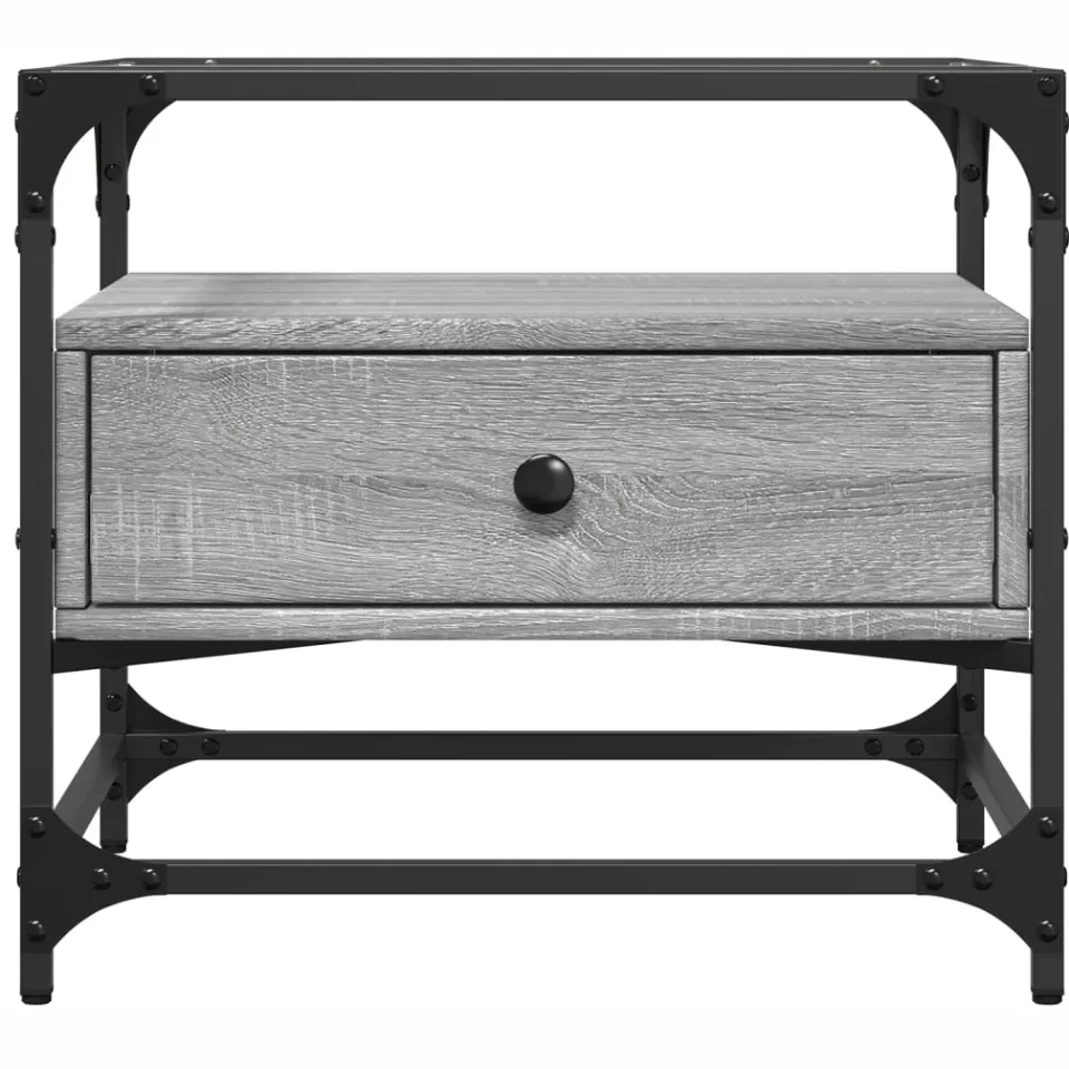 vidaXL Salontafel met glazen blad 50x50x45 cm staal Grijs