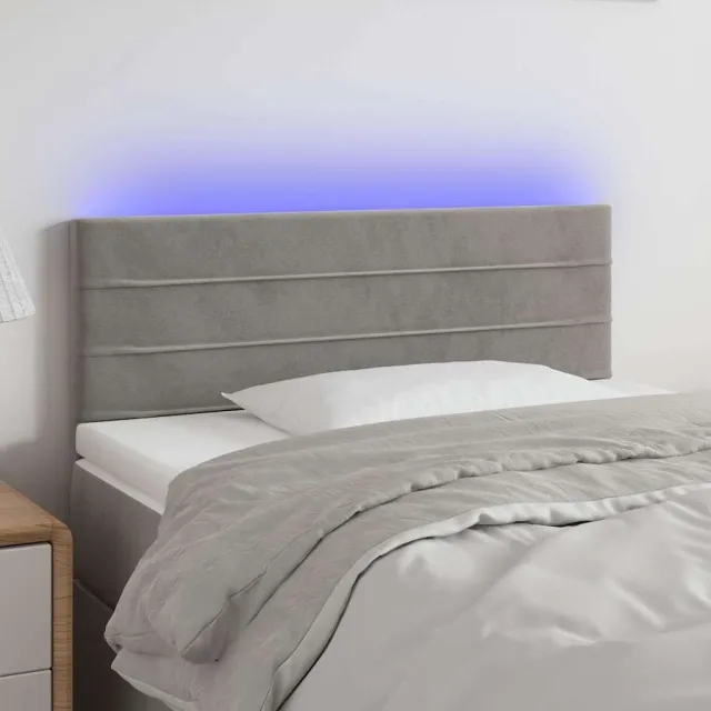 vidaXL Hoofdbord LED 100x5x78/88 cm fluweel lichtgrijs grijs