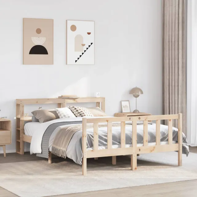 vidaXL Bedframe zonder matras massief grenenhout 160x200 cm bruin