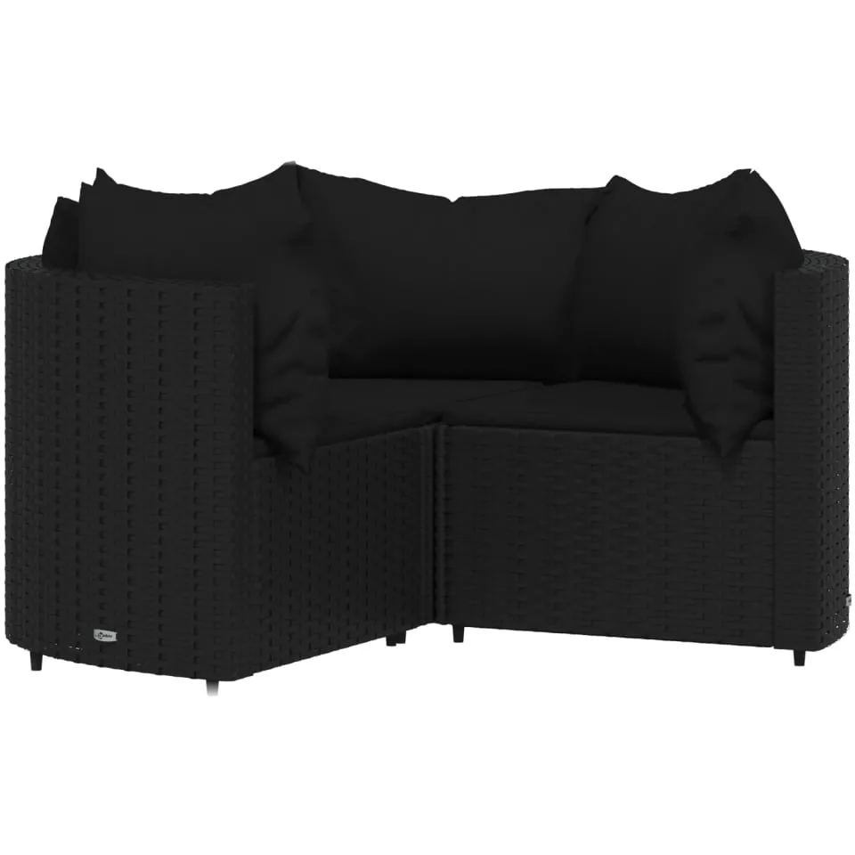 vidaXL 4-delige Loungeset met kussens poly rattan zwart