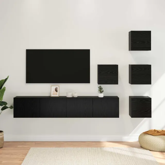 vidaXL Tv-meubelset 6 st Zwart eiken Bewerkt hout, foto 2
