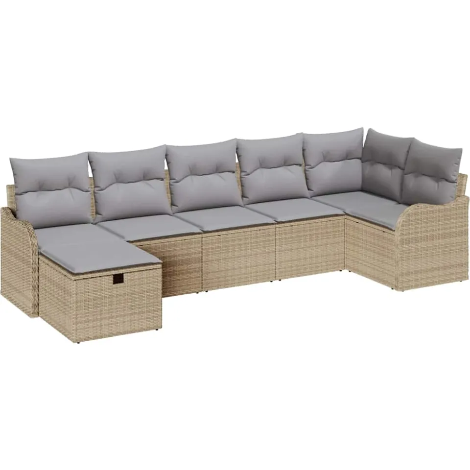 vidaXL Tuin Sofa Set 7 st Poly riet zwart