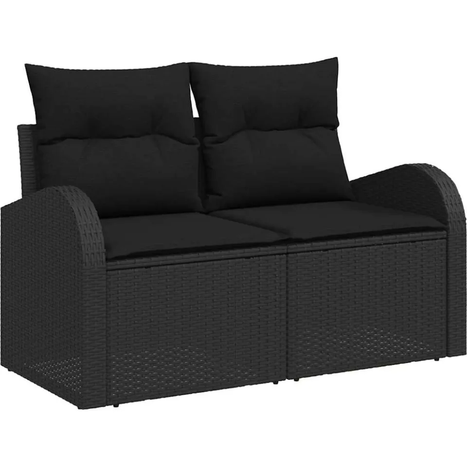 vidaXL Tuin Sofa Set met kussen 6 pcs Zwart Poly riet