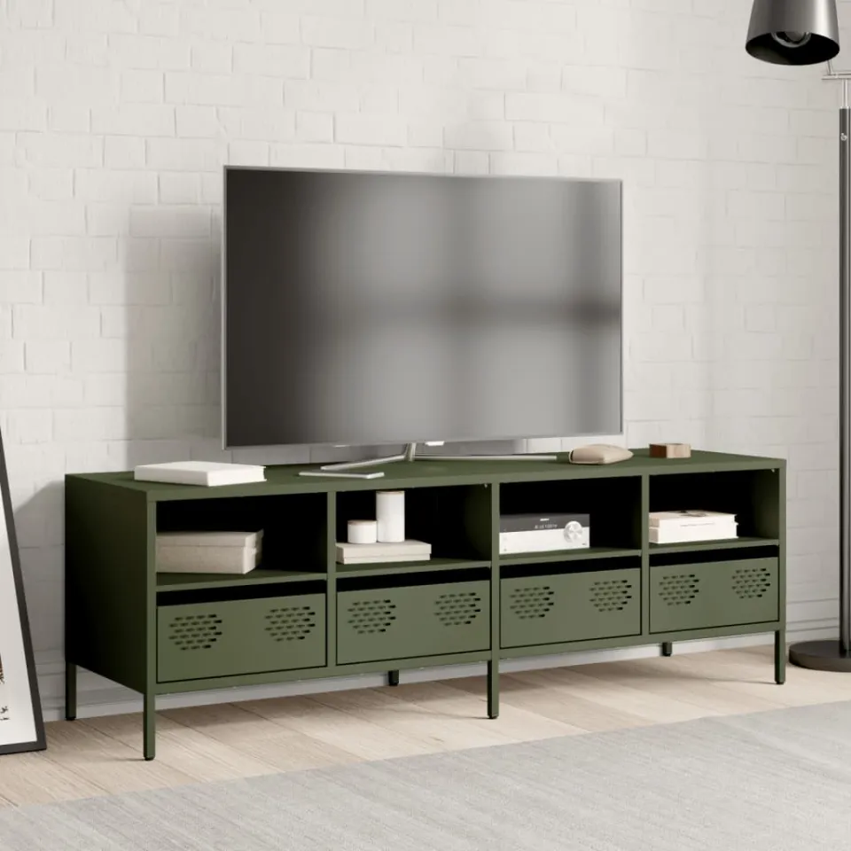 vidaXL Tv-meubel 135x39x43,5 cm koudgewalst staal olijfgroen, foto 2