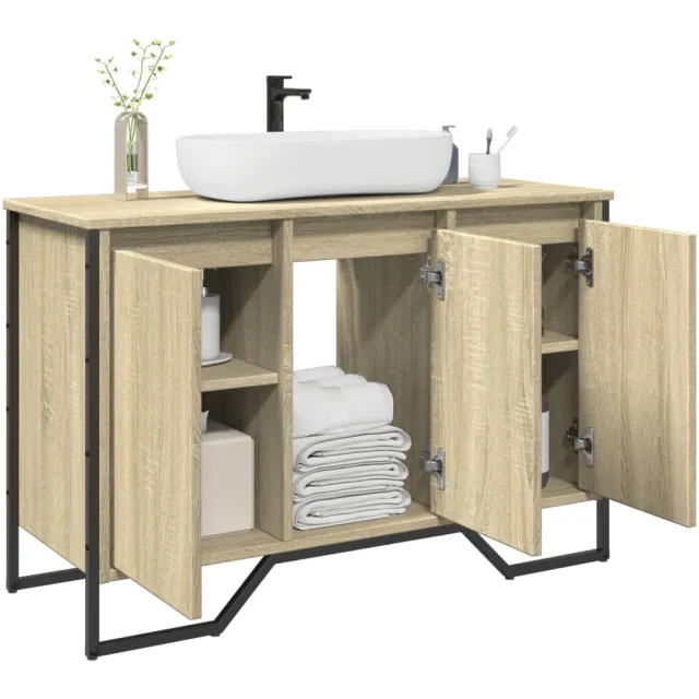 vidaXL Wastafelkast 91x35x60 cm bewerkt hout sonoma eikenkleurig, foto 2