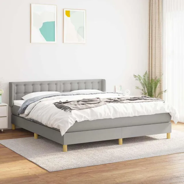 vidaXL Boxspring met matras stof lichtgrijs 160x200 cm grijs