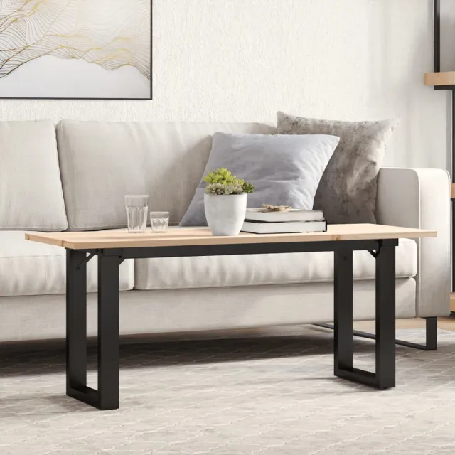vidaXL Salontafel O-frame 110x40x45 cm massief grenenhout en staal Bruin