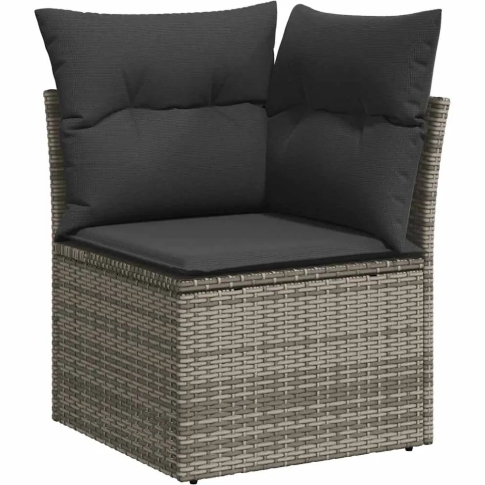 vidaXL 7-delige Loungeset met kussens poly rattan grijs, foto 4