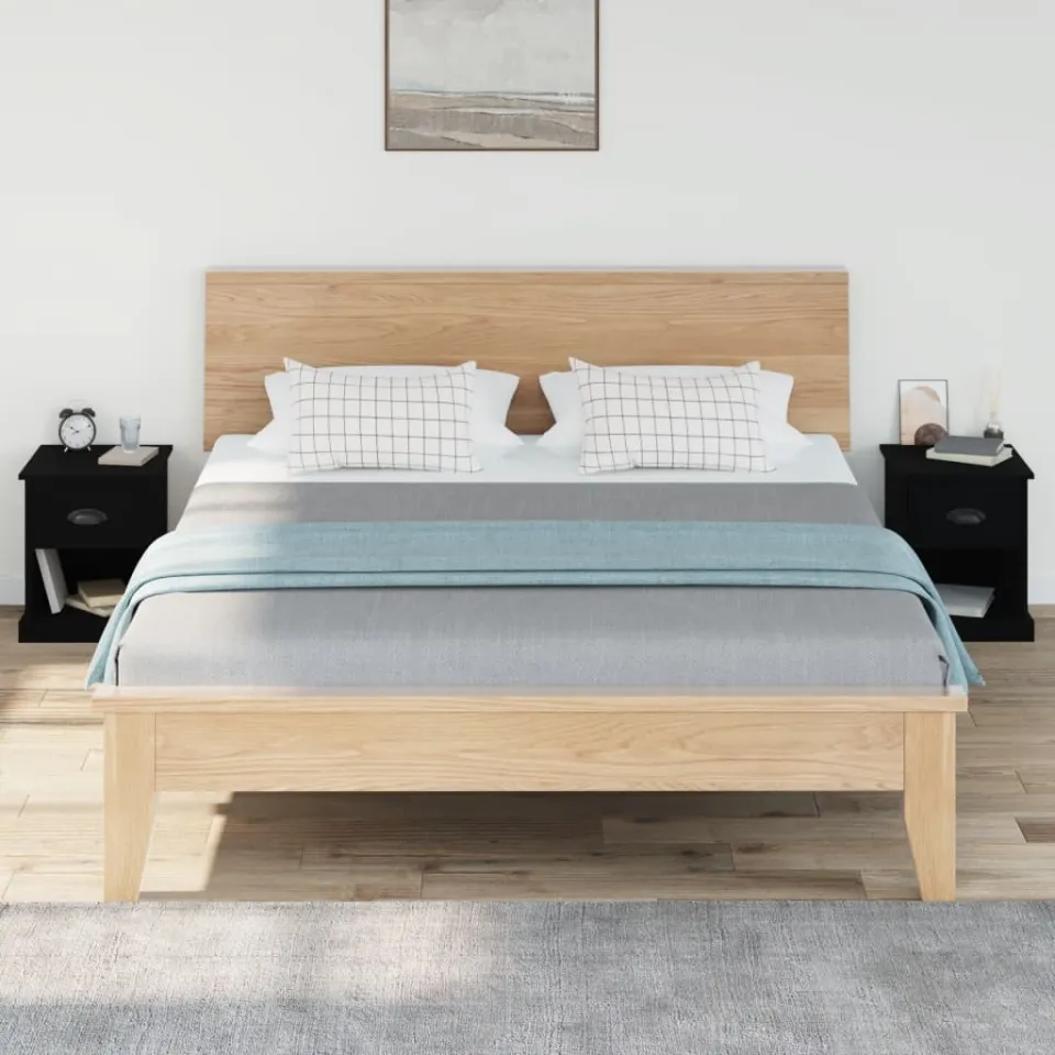 vidaXL Nachtkastjes 2 st 39x39x47,5 cm bewerkt hout zwart, foto 2