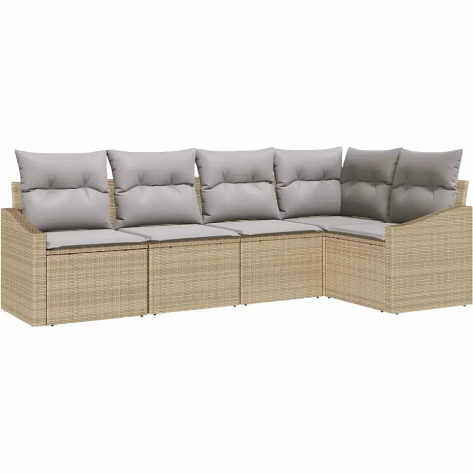 vidaXL Bankstel 5 st Beige poly rattan