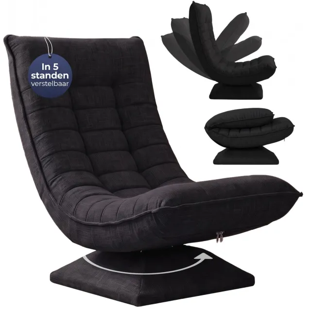 Casaria Fauteuil - Verstelbaar 58x57x84cm - Zwart
