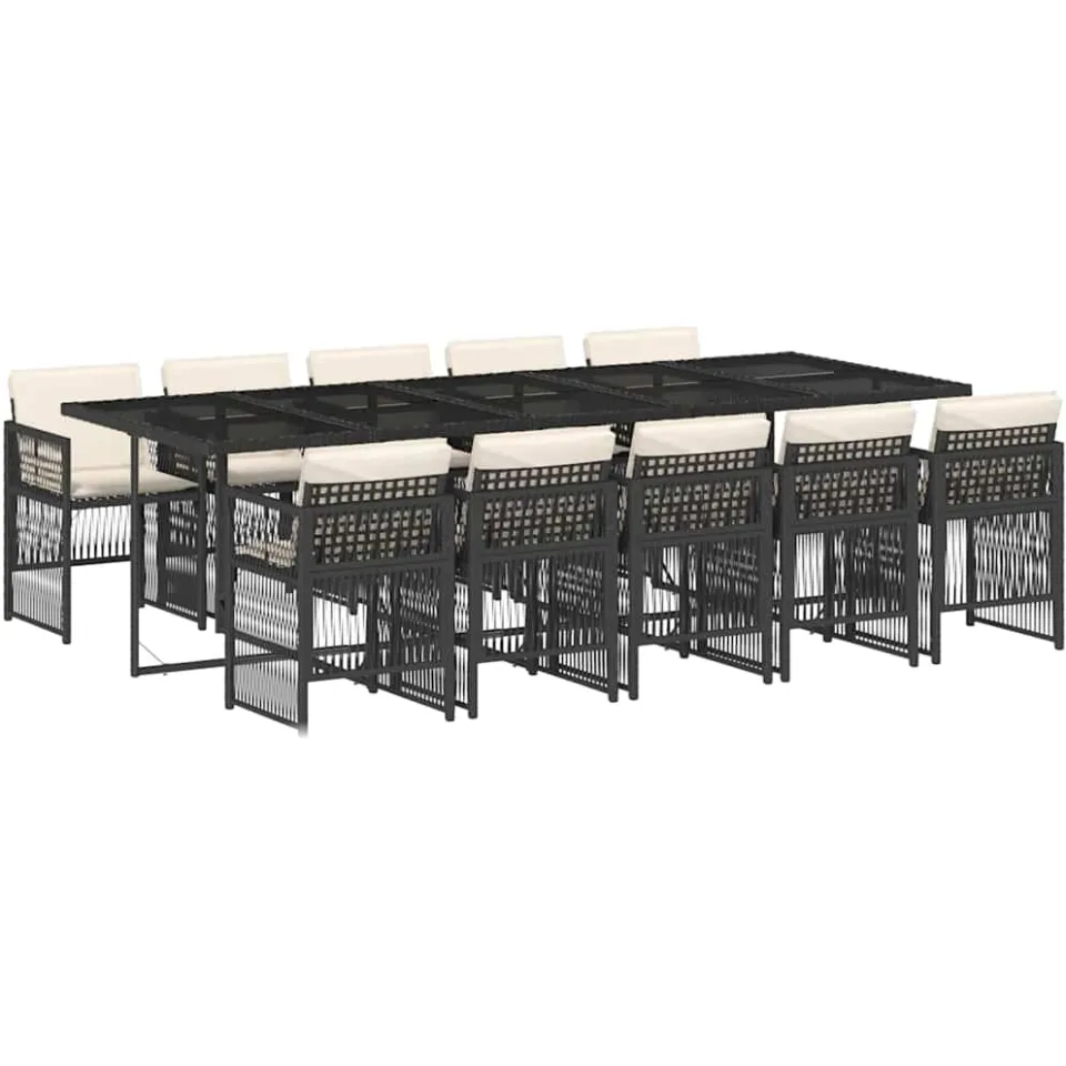 vidaXL 11-delige Tuinset met kussens poly rattan zwart, foto 3