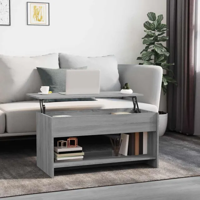 vidaXL Salontafel 102x50x52,5 cm bewerkt hout grijs sonoma eikenkleur, foto 2