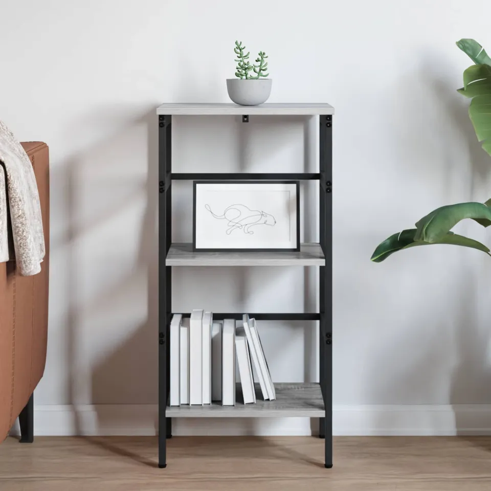 vidaXL Boekenkast 2-laags 40 x 29,5 x 81 cm Bewerkt hout Grijs Sonoma, foto 4