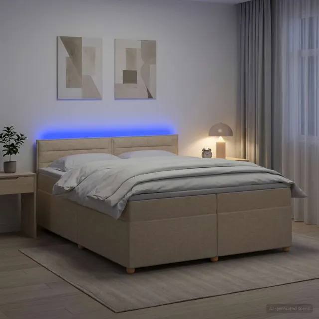 vidaXL Boxspringbed met matras Crèmekleurig 200 x 200 cm Stof